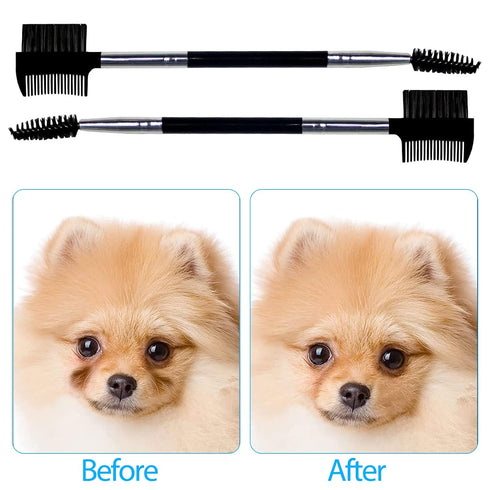 2PCS Dog Tear Comb, Double-Head Dog Eye Brush Dog Eye Cleaning Comb Brush Dog Facial Grooming Comb for Small Dog Cat Tear Stain Remove(Black)...