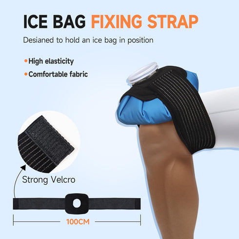 ANMIA Ice Pack Bags with Wrap for Injuries Reusable, Cold Pack Water Bag Hot Bag for Pain Relief, Leak-Proof Elastic Ice Bag, Size 9''...