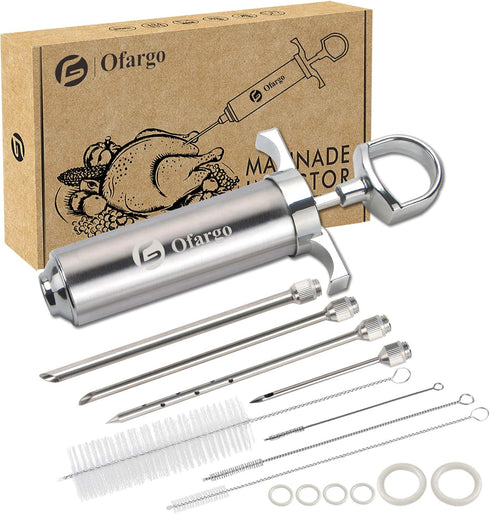 304-Stainless Steel Meat Injector Syringe Kit with 4 Marinade Needles for BBQ Grill Smoker, 2-oz Large Capacity, Both Paper User Manual and E-Book...