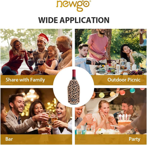NEWGO Wine Cooler Sleeve Reusable Wine Bottle Cooler Flexible Wine Ice Pack Sleeve Keep Wine Cool and Refreshing for Standard Size Bottles for Red...