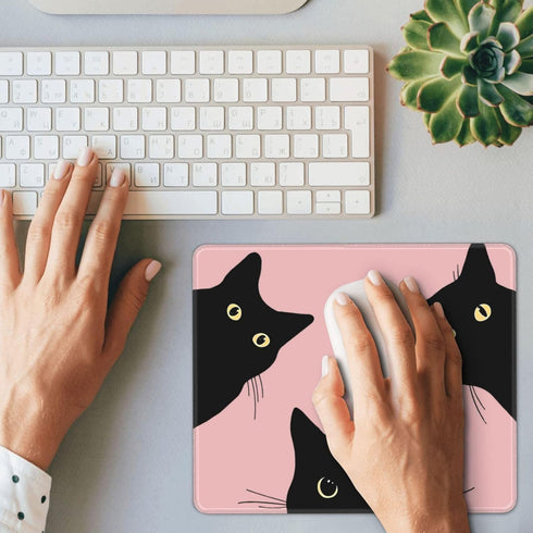Funny Cat Mouse Pad Square Cute Mouse Pads for Wireless Mouse Small Office Computer Mousepad for Desk Laptop with Non-Slip Rubber Base Mouse Mat, ...