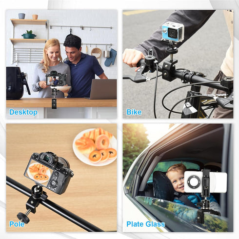 UTEBIT C-Clamp with Mini Ball Head?Desk Clamps Set Aluminum with 1/4 Thread Hole, C-Clamp Mount 360 Degree Rotation Tripod Head with 1/4" hot Shoe...