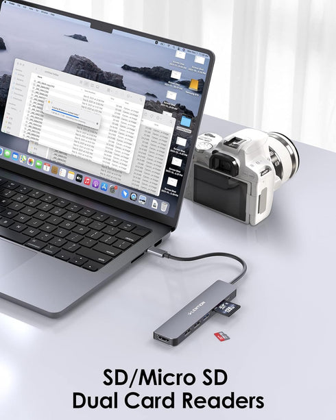 LENTION USB C Hub with 100W Charging, 4K HDMI, Dual Card Reader, USB 3.0 & 2.0 Compatible 2023-2016 MacBook Pro, New Mac Air/Surface, Chromebook, ...