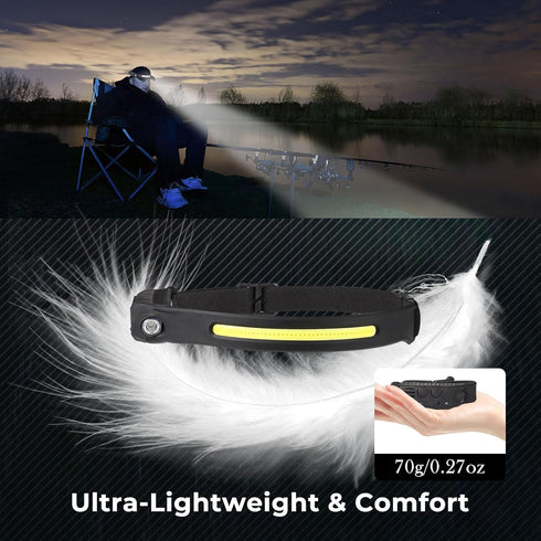 Headlamp Rechargeable, 230° Wide Beam Head Lamp LED with Motion Sensor for Adults - Camping Accessories Gear, Waterproof Head Light Flashlight for...