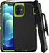 iPhone 12 Case with Belt Clip and 2 Pack Screen Protector - Military Grade Rugged Full Body Phone Case (Black+Green)......