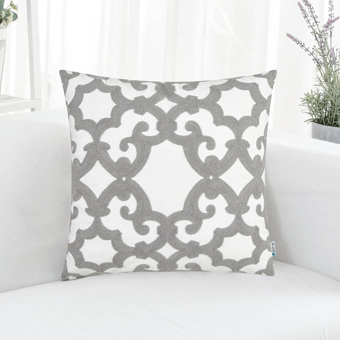 HWY 50 Grey Gray Decorative Throw Pillow Covers 18x18 Inch (1 Piece), Embroidered Cotton Farmhouse Cushion Cover Pillow Case for Sofa Couch Living...