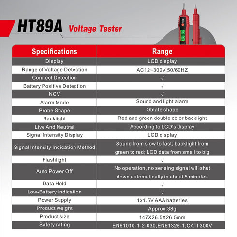Voltage Tester, HABOTEST Non Contact Voltage Tester with LCD Display, Live/Null Wire Tester, Electrical Tester Buzzer Alarm and Flashlight, Wire B...