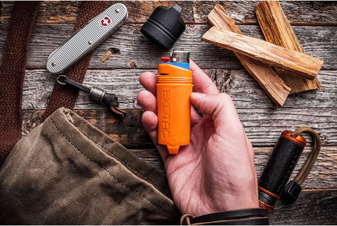 Exotac fireSLEEVE Waterproof Floating Lighter Case (Lighter Not Included) with Gas-Lock Strap for Thumb-Free Operation, Molded TPE Body for Flexib...