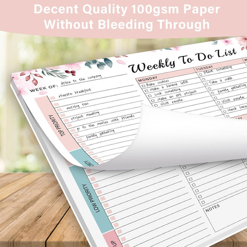Weekly To Do List Notepad with 52 Undated Tear Off Sheets?8.5"×11") Weekly Desk Planner Pad with Spiral Binding for Women & Man, Work, School and ...