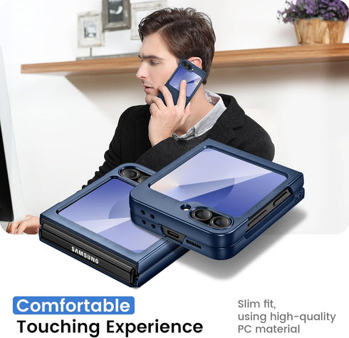 Ruky for Galaxy Z Flip 6 Case, Hard PC Ultra Slim Anti-Scratches Shockproof Wireless Charging Phone Case, Built-in Back Screen Protector, Shockpro...