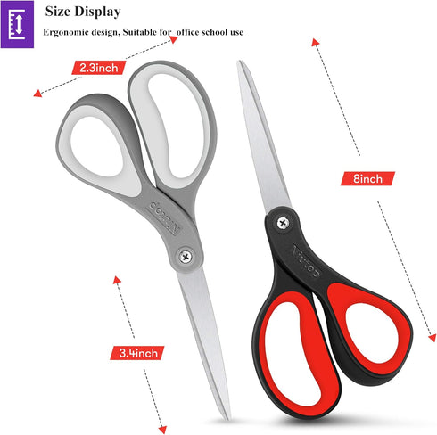 Scissors, Niutop 8" All Purpose Scissors Heavy Duty Ergonomic Comfort Grip Craft Shears Sharp Scissors for Office Home Household Sewing High/Middl...