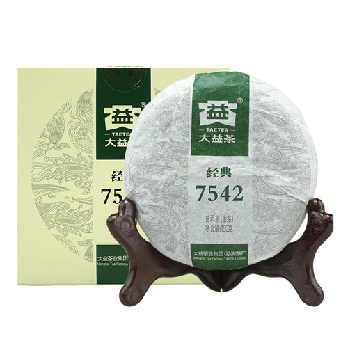 TAETEA 7542 Classic Raw Pu-erh Tea, Aged Fermented Raw Puerh Tea Cake, Chinese Sheng Pu'er Black Tea for Daily Drink and Gift 150g / 5.29oz...
