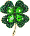 Gyn&Joy Green Crystal Lucky Four-Leaf Clover Shamrock Brooch Pin...