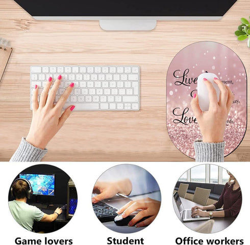Advanced Texture Fashion Mouse Pad, Glitter Quote Live Laugh Love Non-Slip Rubber Base Gaming Mouse pad, Washable Lycra Surface Mouse Pad Design, ...