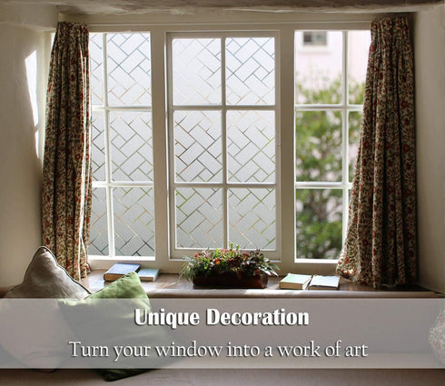Bloss Privacy Window Film Decorative Window Film Frosted Window Decals Clear Glass Film Non-Adhesive for Home Office Glass,17.7 x 78.7inch...