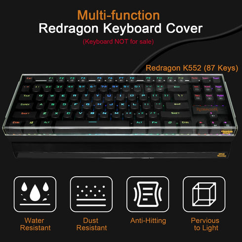 Desing Wish Keyboard Cover for Redragon K552, Water Resistant Half-Covered Acrylic Lid Anti Dust & Anti Hitting Keyboard Cover Compatible with Red...