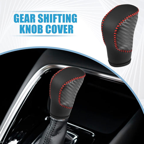 Gear Shift Lever Cover Automotive Interior Gear Shift Knob Trim for Honda Accord 10th Gen 2018-2022 Carbon Fiber Black Red Stitches...