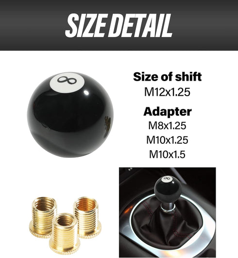 Billiard Round Manual Gear Shift Lever Shifter Knob with 3 Adapters,Universal Gear Shift Stick Shifter Knob Lever Cover 4 5 6 Speed,Fit for Manual...