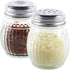Cheese and Pepper Shakers Set of 2, 6oz Glass Spice Shakers with Stainless Steel Perforated and Slotted Top (Clear)...