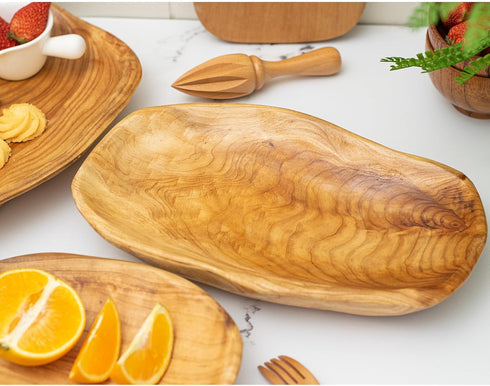 Root Wood Dish, Party Platter and Tray for Sandwich Bread Serving, Appetizer Display, Vintage Ring Dish, Hand Carved Artworks (12-13 inch)...