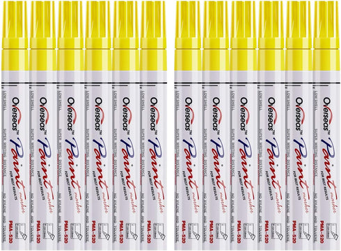 Lesun Yellow Paint Pens Paint Markers, 12 Pack Waterproof Oil-Based Paint Pen Set Quick Dry and Permanent, Markers for Rock Painting, Stone, Ceram...