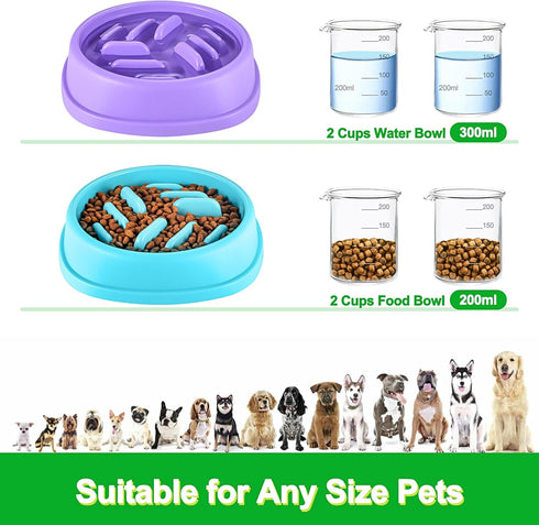 Slow Feeder Dog Bowls 2 Pack, Anti-Slip Slow Eating Dog Bowl, Maze Dog Food Bowl, Anti-Choking Puzzle Feeder Dog Bowl, Slow Feeder Bowl for Dogs &...