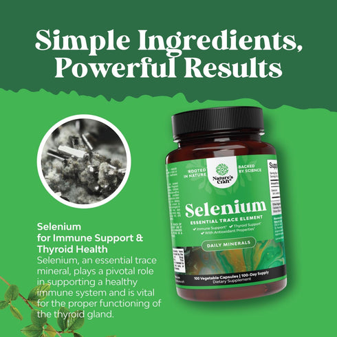 Yeast Free Selenium 200mcg Capsules - High Potency Selenium Supplement for Immunity Antioxidant and Thyroid Support Essential Trace Mineral - Vega...