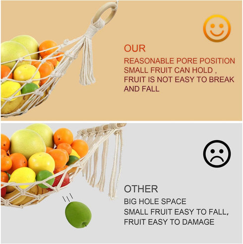 Fruit Hammock, Hanging Fruit Hammock with Hooks Fruit Hammock for Kitchen Under Cabinet Cotton Handwoven Space Saving Under Cabinet Fruit Hammock ...