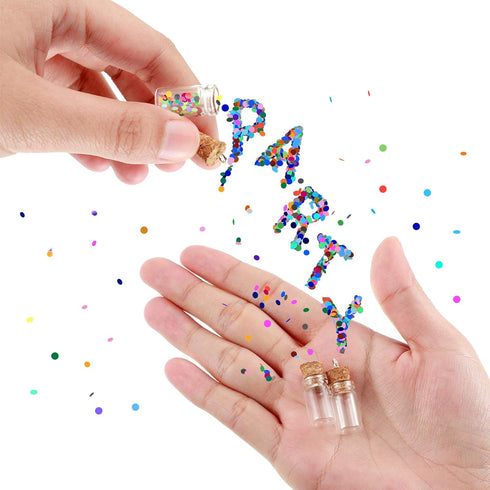 Yungyan 50 Pieces Small Mini Glass Bottles Jars with Cork Stoppers Set, Tiny Cork Glass Bottles with Eye Screws and Small Funnel for Decoration, A...