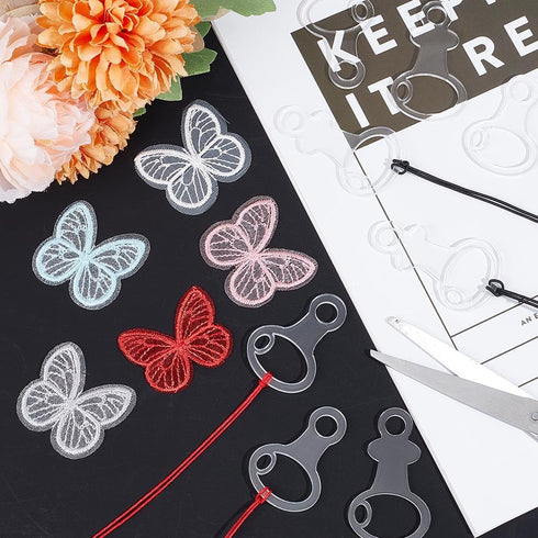 CRASPIRE 40Pcs 2 Size Acrylic Floss Bobbins Clear Embroidery Thread Transparent Drops Key Shape Cross Stitch Chips Sewing Board Organizers with Bo...