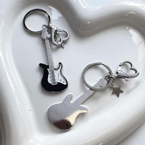 Meefisher Aesthetic Punk Music Guitar Keychain, Cute Star Key Chain Key Rings For Women Music Lovers, Kawaii Gifts...