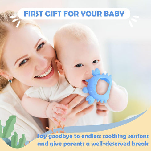 Anboor 2 Pack Baby Teething Toys,Silicone Teethers for Babies 0-6 Months Anti Dropping Hand Teether,Infant Baby Chew Toys for Teething Relief,Idea...