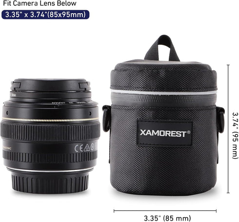 Camera Lens Case DSLR Camera Lens Bag Compatible with Canon EF-S 18-55MM/EF 50MM F1.4/EF-S 10-18MM, Nikon AF-S 18-55MM/AF 50MM F1.4D and Other Len...