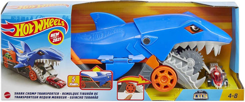 Hot Wheels Toy Car Playset, Shark Chomp Transporter & 1:64 Scale Car, Connects to Track & Stores 5 Scale Vehicles...