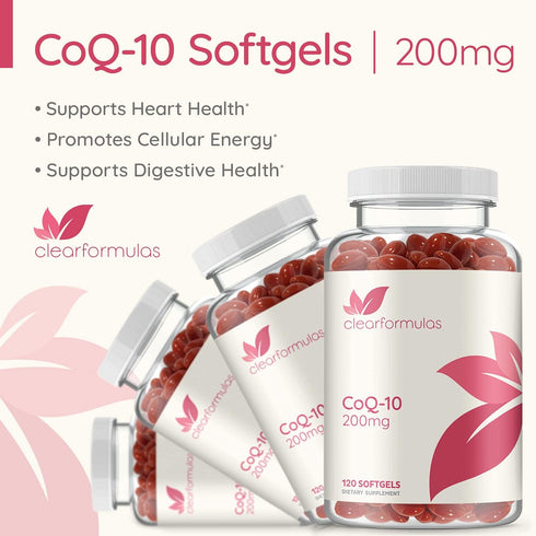 ClearFormulas Pure CoQ10 200mg Per Serving 120 Softgels Quick Absorption Non-GMO...
