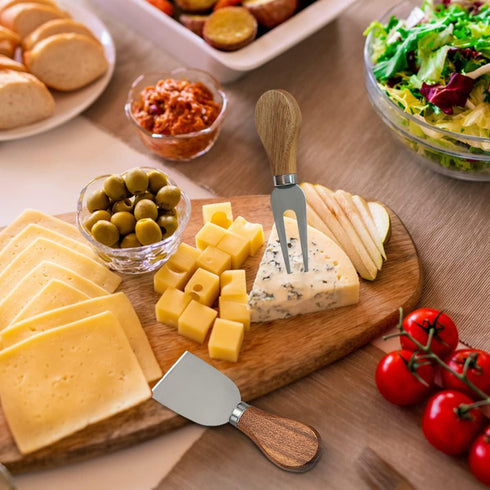 Cheese Knife Set 14 Piece, Stainless Steel Cheese Knives, Charcuterie Boards Accessories, Butter Spreader Knife with Corkscrew Wine Opener and Pou...