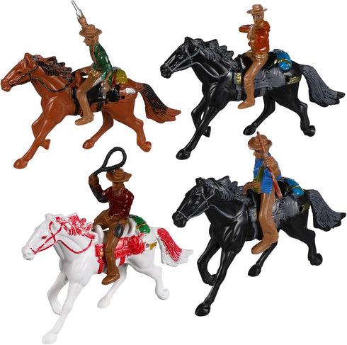 Farm Animals Toys for Kids 3-5, 4Pcs Farm World Western Riding Horse Toys, Plastic Action Figure for Home Office Table Decor, for Kids...