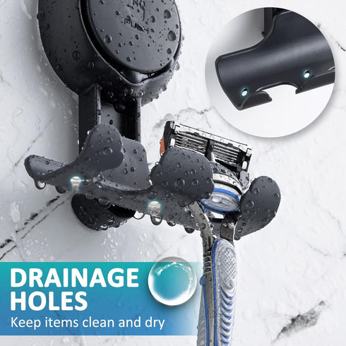 TAILI Shower Razor Holder Suction Cup 2 Packs, Heavy Duty Reusable Vacuum Suction Razor Hook, Bathroom Wall Hooks for Razor Towel Robe, Black...