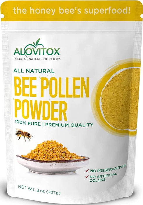 Alovitox Bee Pollen Powder | 100% Pure, Natural Raw Bee Pollen - Antioxidants, Proteins, Vitamins B6, B12, C and A, Amino Acids and More (Bee Poll...