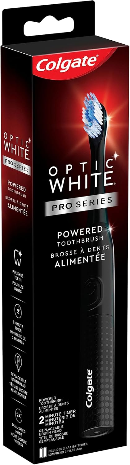 Colgate 360 Optic White Pro-Series Battery Black Toothbrush...