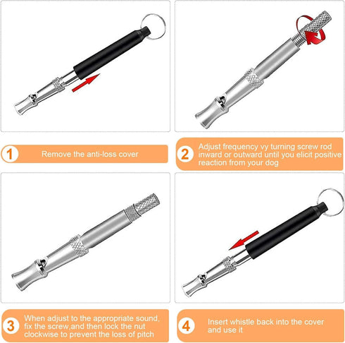 2 Pack Dog Whistle, Adjustable Ultrasonic Silent Dog Whistle, Professional Recall Stop Dog Barking Dog Training Whistles with Lanyard(Black&White)...