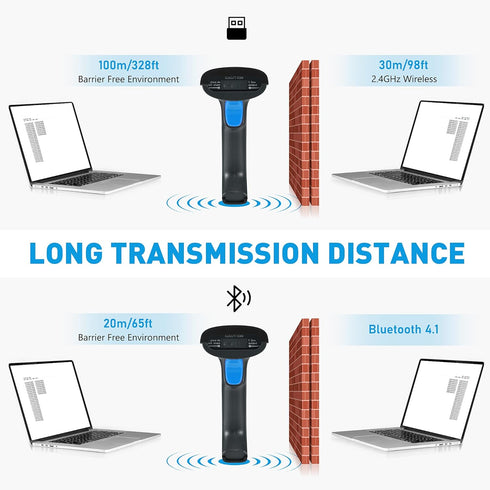 Bluetooth Barcode Scanner,2D Bar Code Reader with 2.4G Wireless & Bluetooth Function & USB Wired, Bar Code Reader Work with Connection Smart Phone...