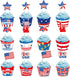 24 PCS 4th of July Cupcake Toppers Wrappers USA Patriotic Cupcake Liners for Cake Decoration Supplies, Independence Memorial Day Party Cake Decora...