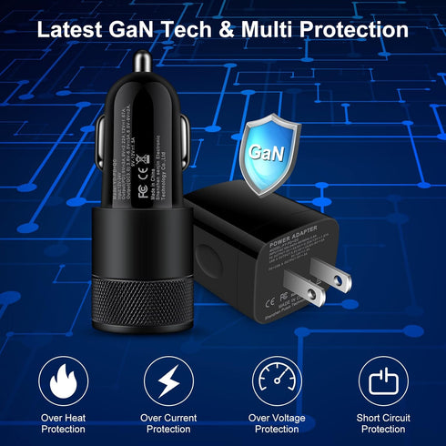 Samsung Charger Block 2 Port Super Fast Charging Android Car Cable for Samsung Galaxy A15 5G A35 A55 A25 S24 Ultra A14 A54 S23, 25W Wall Charger,3...