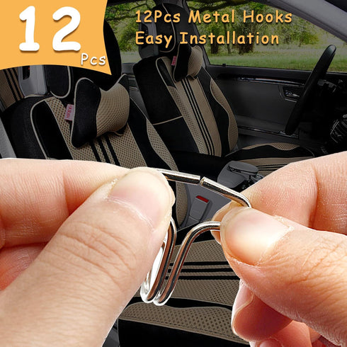 24Pcs Car Seat Cover Plum Plate Metal Hooks, 12Pcs Plastic Car Seat Covers Chucks and 12Pcs Metal Hooks Set Locking Clip Plastic Card Fixed Fasten...