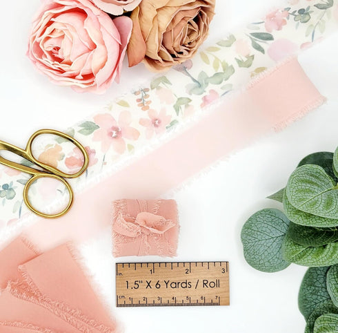 SIMPLE and THINGS Fringe Chiffon Ribbon 3 rolls, 1.5 in X 6 yds, 18 yds total, for Wedding Invitations, Bridal Bouquets, Gift Wrapping, Floral Arr...