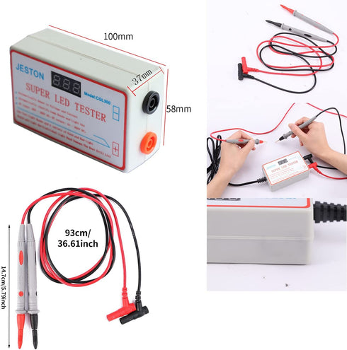 LED Light and TV Backlight Tester, 0-300V Adaptive Voltage LED Strip Lamp Beads Light Source Testing Tool with Gold Plated Pin & Power Cable fits ...