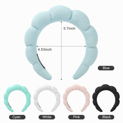 Sponge Spa Headband for Women, Spa Terry Towel Cloth Fabric Head Band with 2PCS Wrist Washband, Soft & Absorbent Material Hair Accessories for Fac...