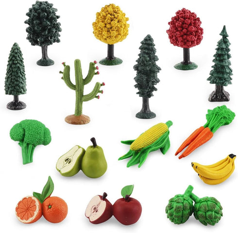 Toy Trees Toys Plastic Play Trees Vegetables and Fruits Toys for Toddlers School Projects Toys for Kids Learning Toys Realistic Food Figurines...