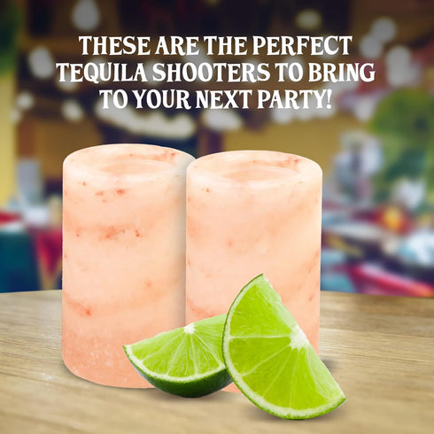 The Spice Lab Tequila Shot Glasses - Pink Himalayan Salt Tequila Shot Glasses - 2 Pack - Just Pour, Shoot and Bite a Lime - Natural Shot Glasses –...